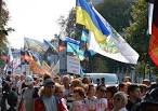 Ukrainian railway workers at a rally in Kiev demanded an increase in wages
