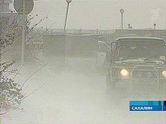 Powerful cyclone hits Sakhalin