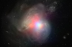 Scientists have shown the collision of two galaxies