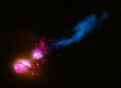 "Bully" black hole blasts nearby galaxy