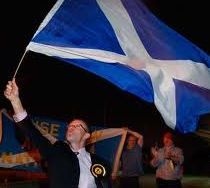 Scottish nationalists looking independence in the "ayes"