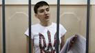 Nadiya Savchenko from prison connected via video link to the court in Rostov
