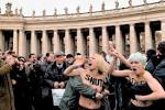 Naked Femen Activist protested on the altar of the Cathedral in Strasbourg
