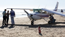 In Portugal, the plane made an emergency landing on the beach
