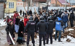 Illegal construction began today to demolish the village of Plekhanovo