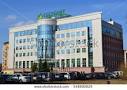 In Tyumen lit up the facade of a multistory building