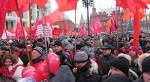 Supporters of the Communist party came to the rally in Kiev against the government
