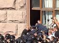 The protesters damaged one of the Windows of the building of the Verkhovna Rada
