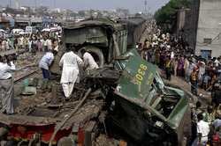 In Pakistan, two trains collided