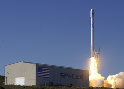 The Falcon 9 rocket launched into space