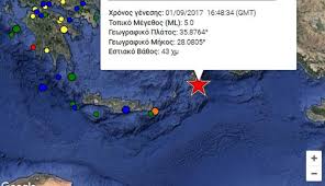 Off the coast of Greece, an earthquake