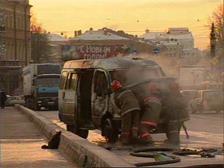 Shuttle bus burnt down in Rostov-on-Don