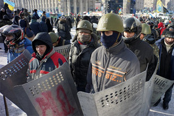 The protesters took away the soldiers hundreds of shields and helmets