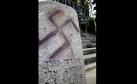 Vandals painted a swastika on the memory stone at Babi Yar in Ukraine
